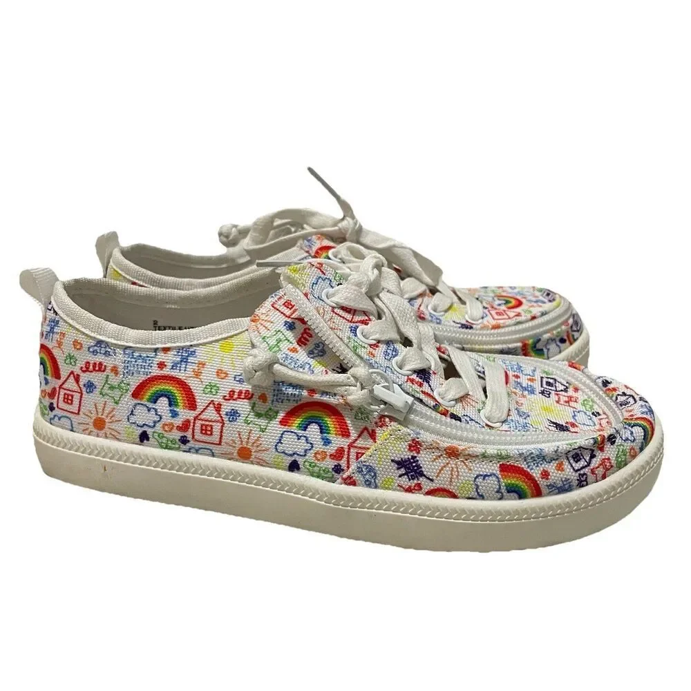 Billy Footwear Doodle Low top Zip Shoe Sneaker Youth 2 Unisex Rainbow Colorful